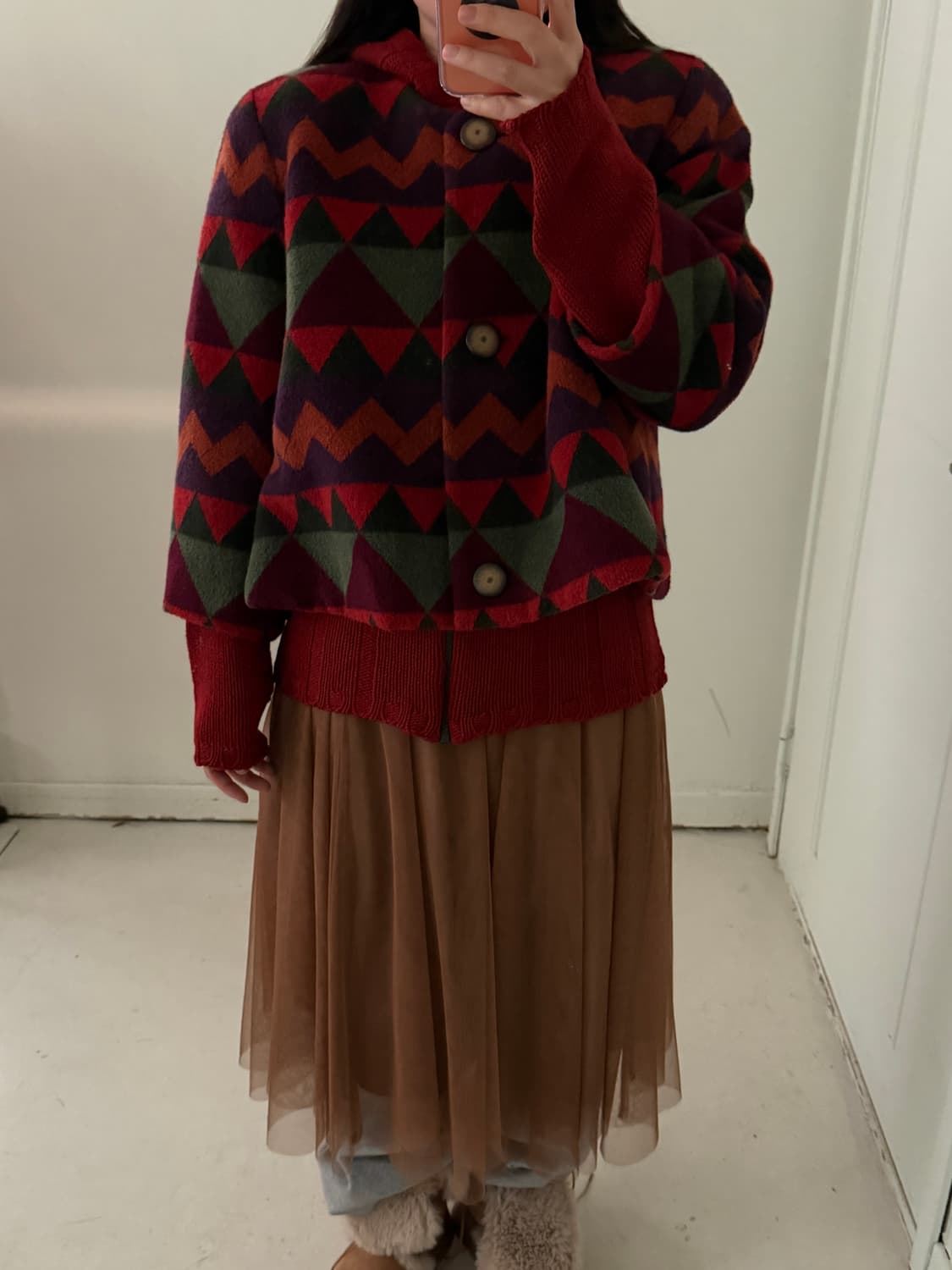 일본빈티지 모리 패턴 울 코트자켓 상품이미지4