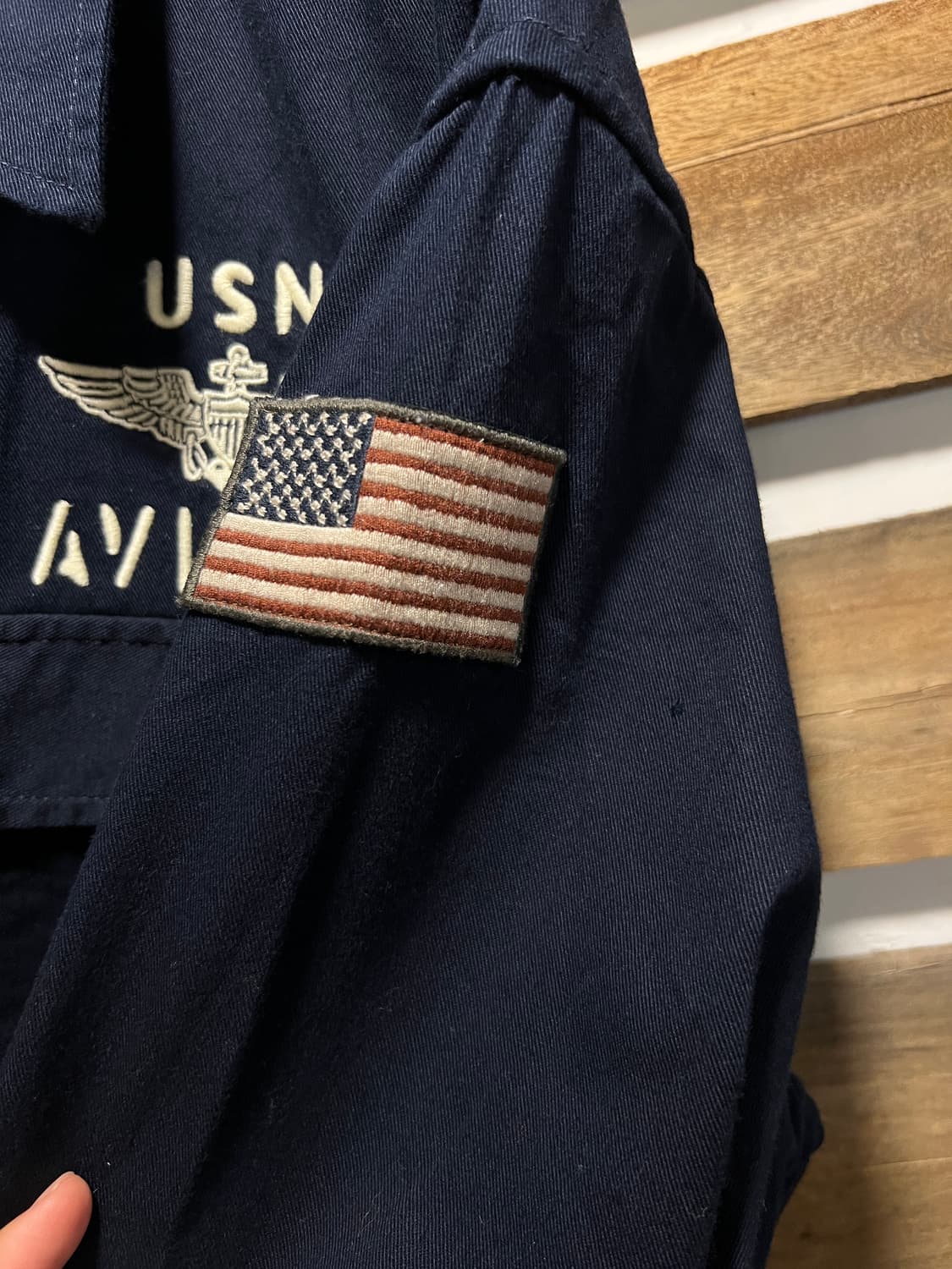 [L]AVIREX 아비렉스 USN SEA WOLF 블랙 밀리터리 셔츠 상품이미지6