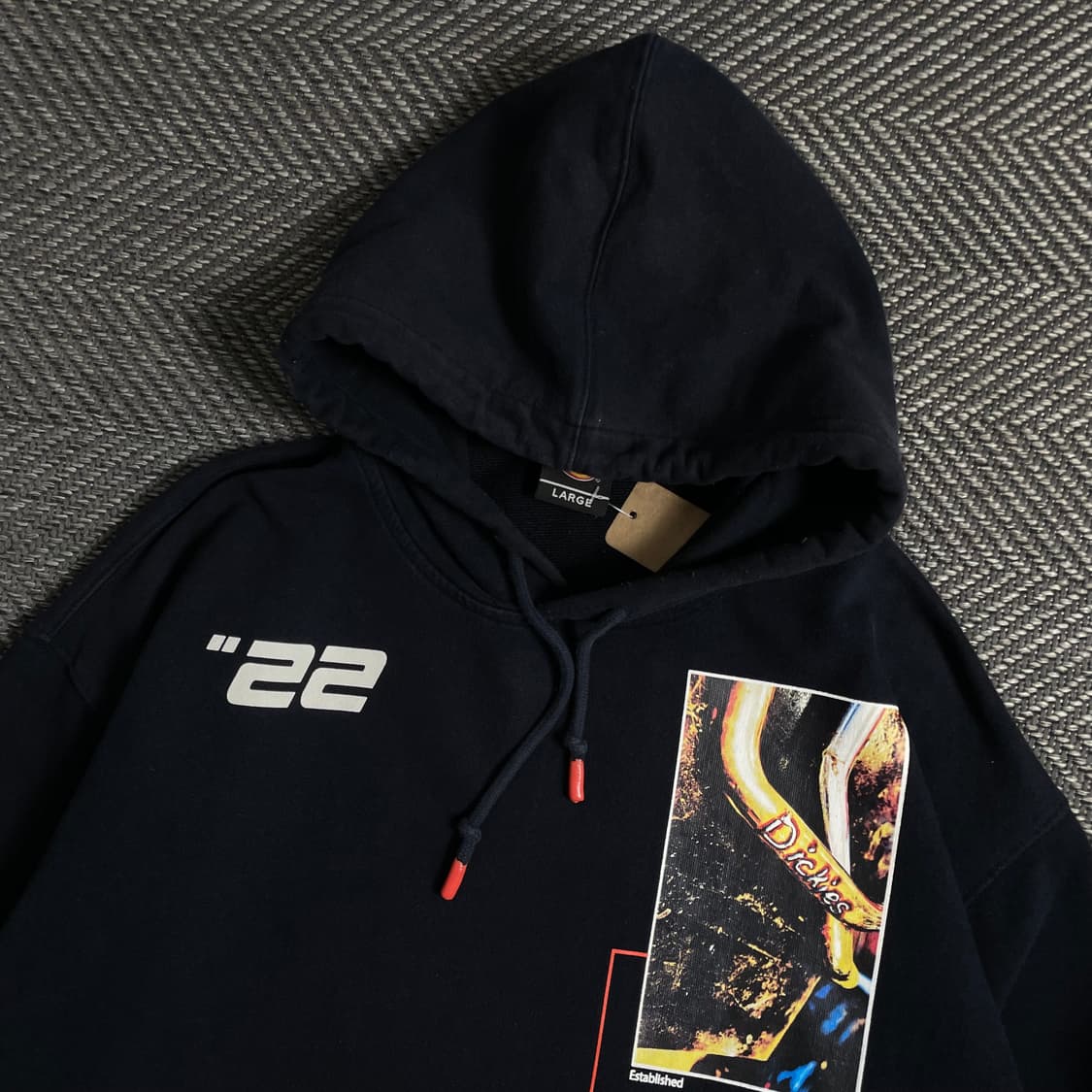 00s 디키즈 패치워크 그래픽 박시핏 후드 티셔츠o 5051 상품이미지4