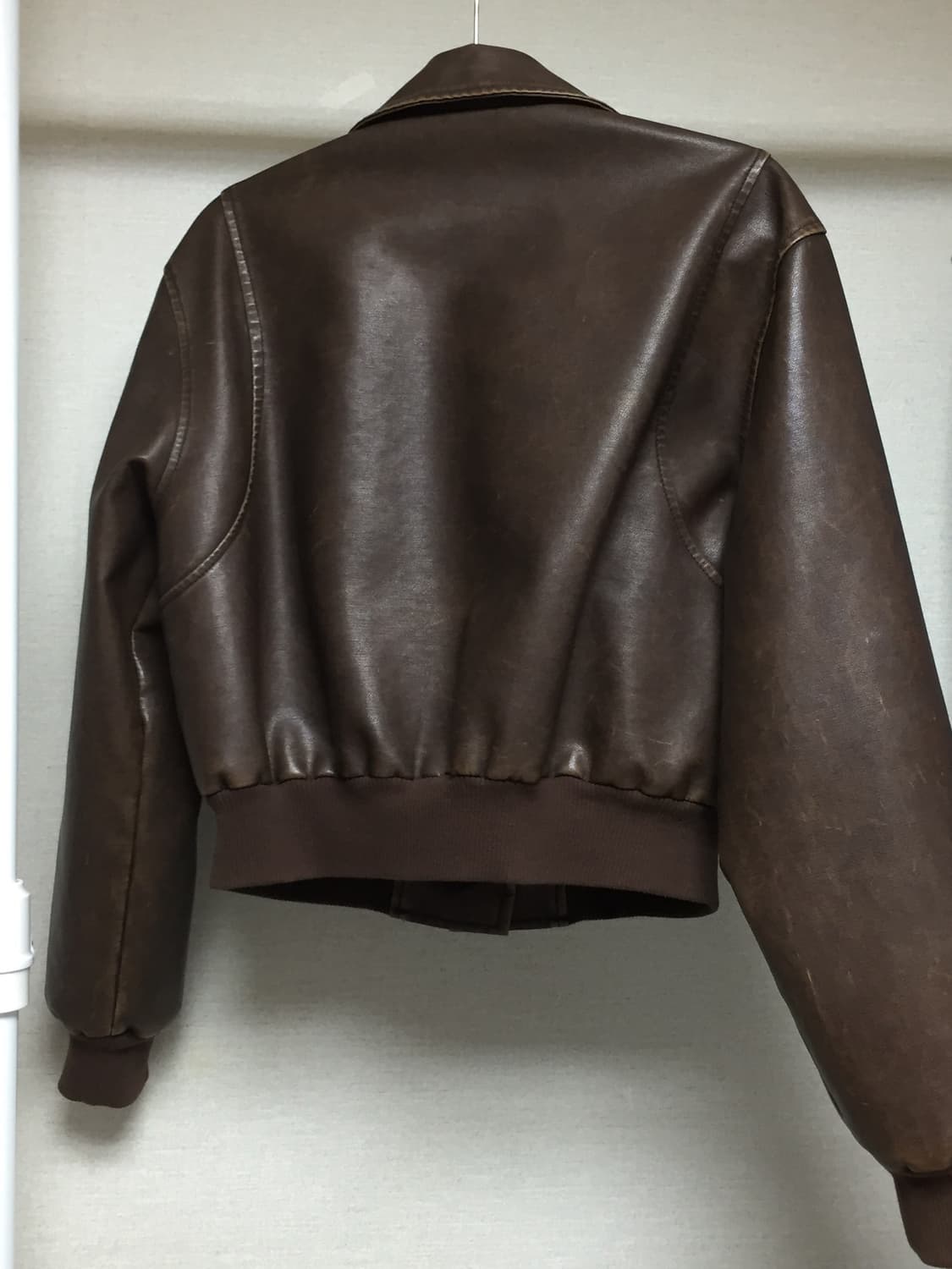 빈티지 워싱 브라운 레더 봄버 자켓 상품이미지3