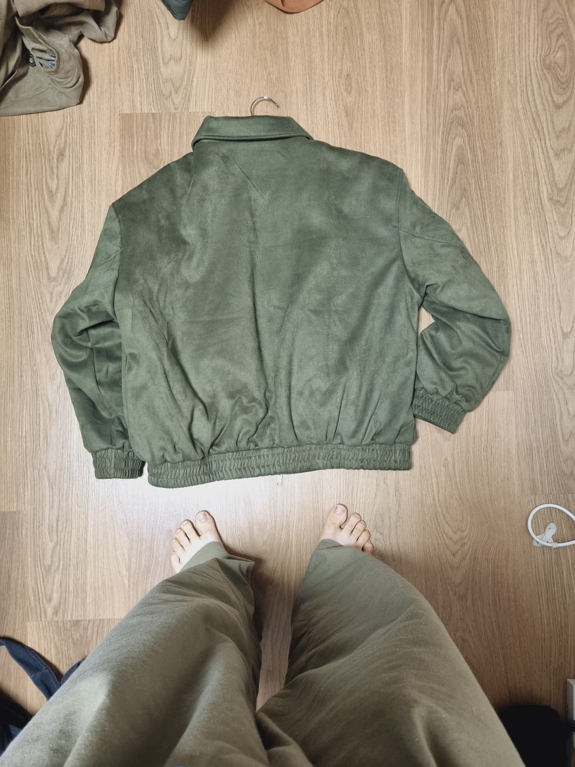 스웨이드 패디드 블루종 자켓 카키 상품이미지2