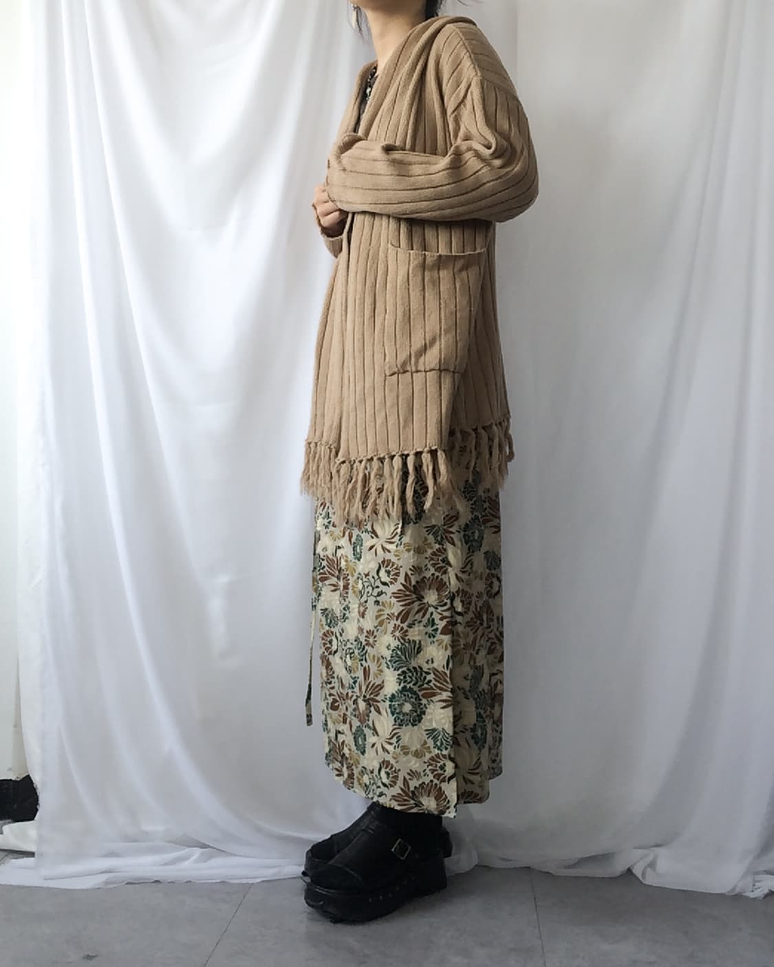 Fringe woolen knit hood open cardigan 상품이미지9