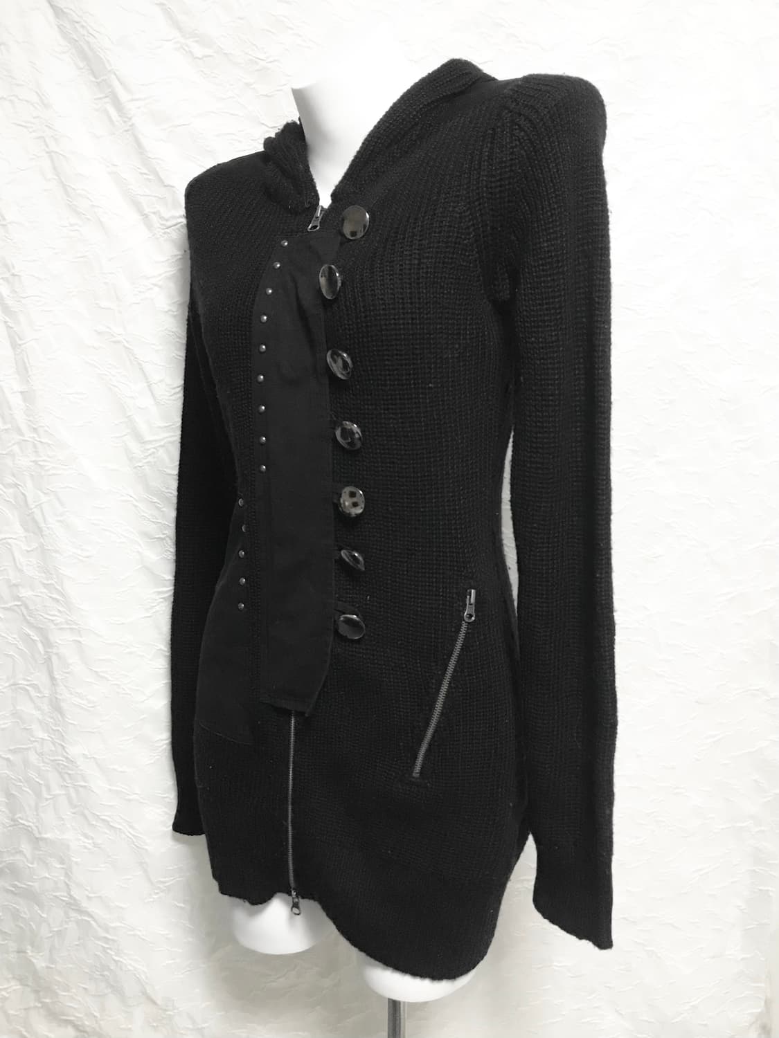 택포•빈티지 black peace now 펑크 고딕 투웨이 롱 후드 집업 상품이미지2