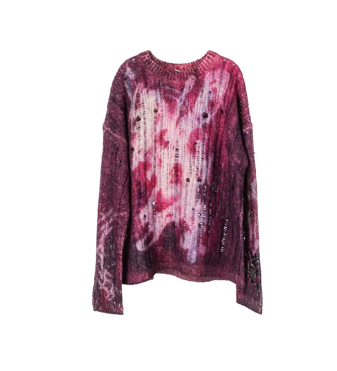 아크네 스튜디오 디스트레스드 모헤어 니트 스웨터 다크 퍼플 색상 S 상품이미지1