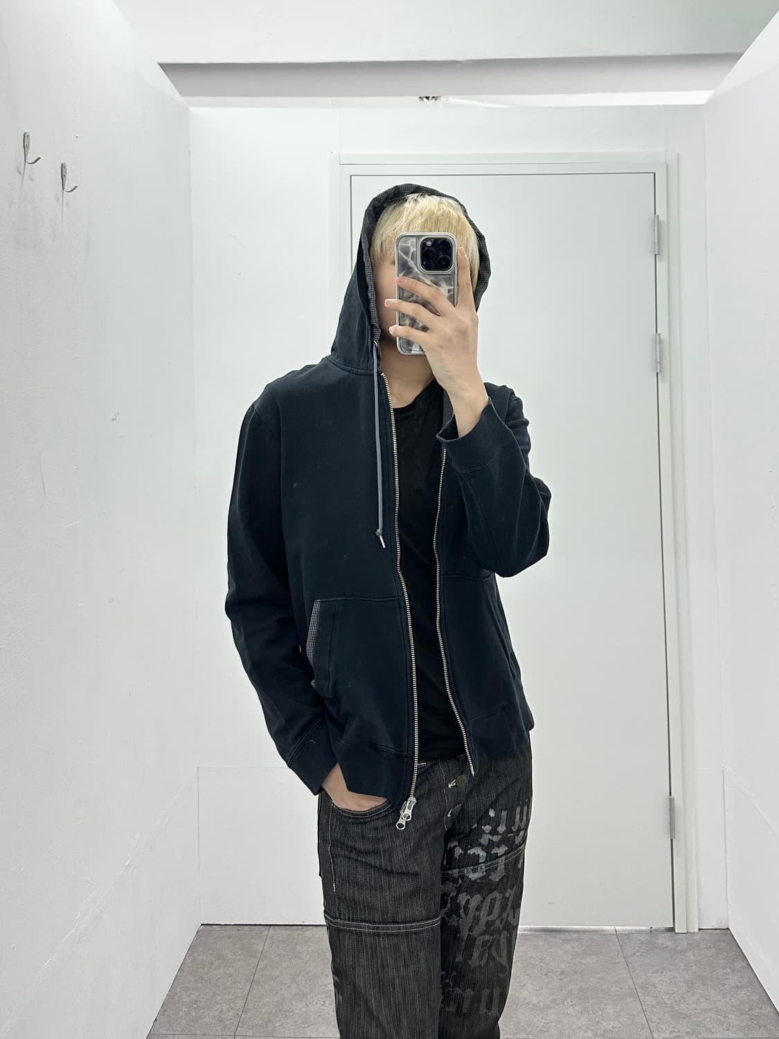 TK 2way check detail hoodie 상품이미지2