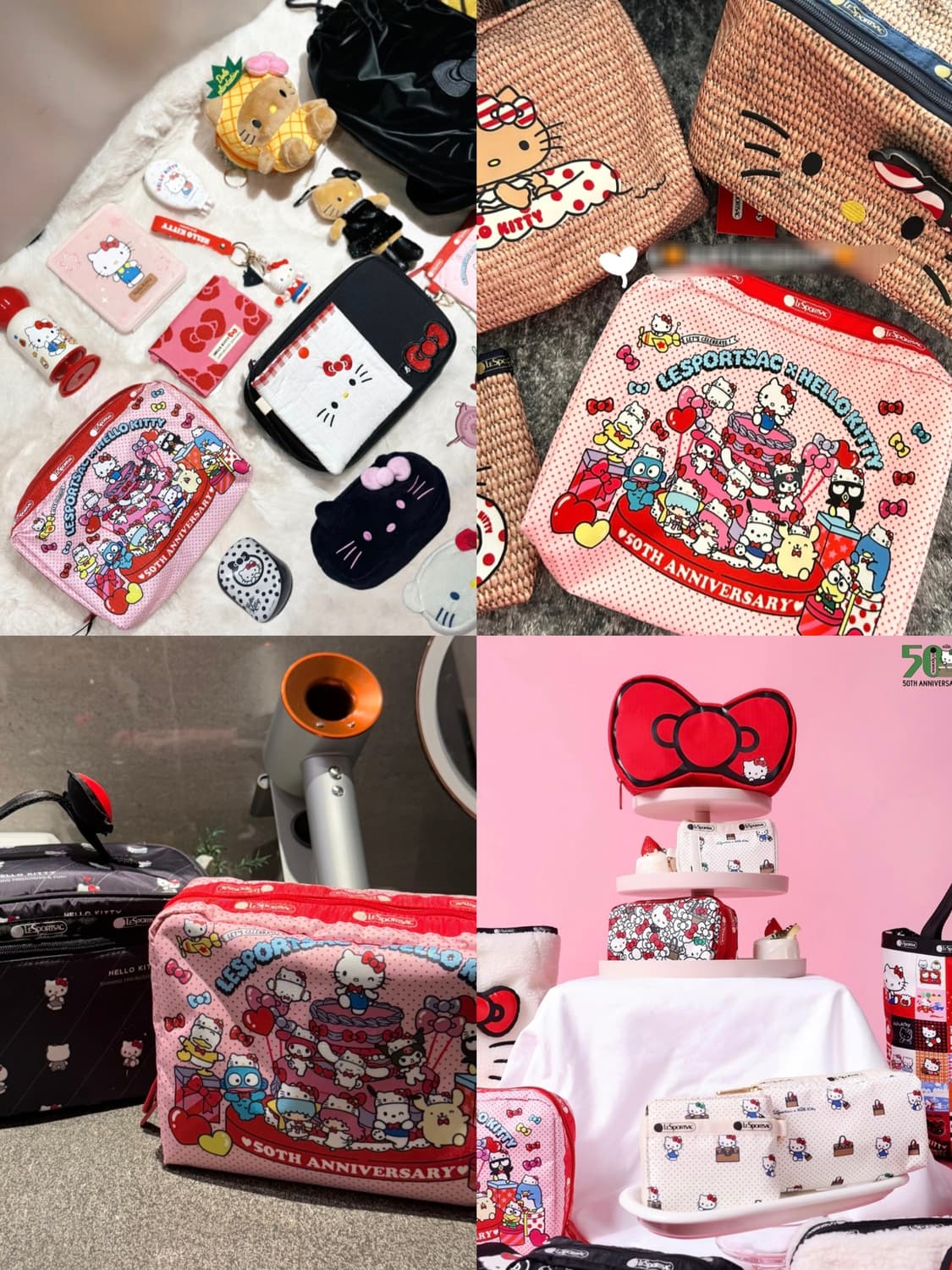 레드 핑크 도트 고양이 레스포색 레스포삭 여행용 화장품 파우치  미니백 상품이미지3