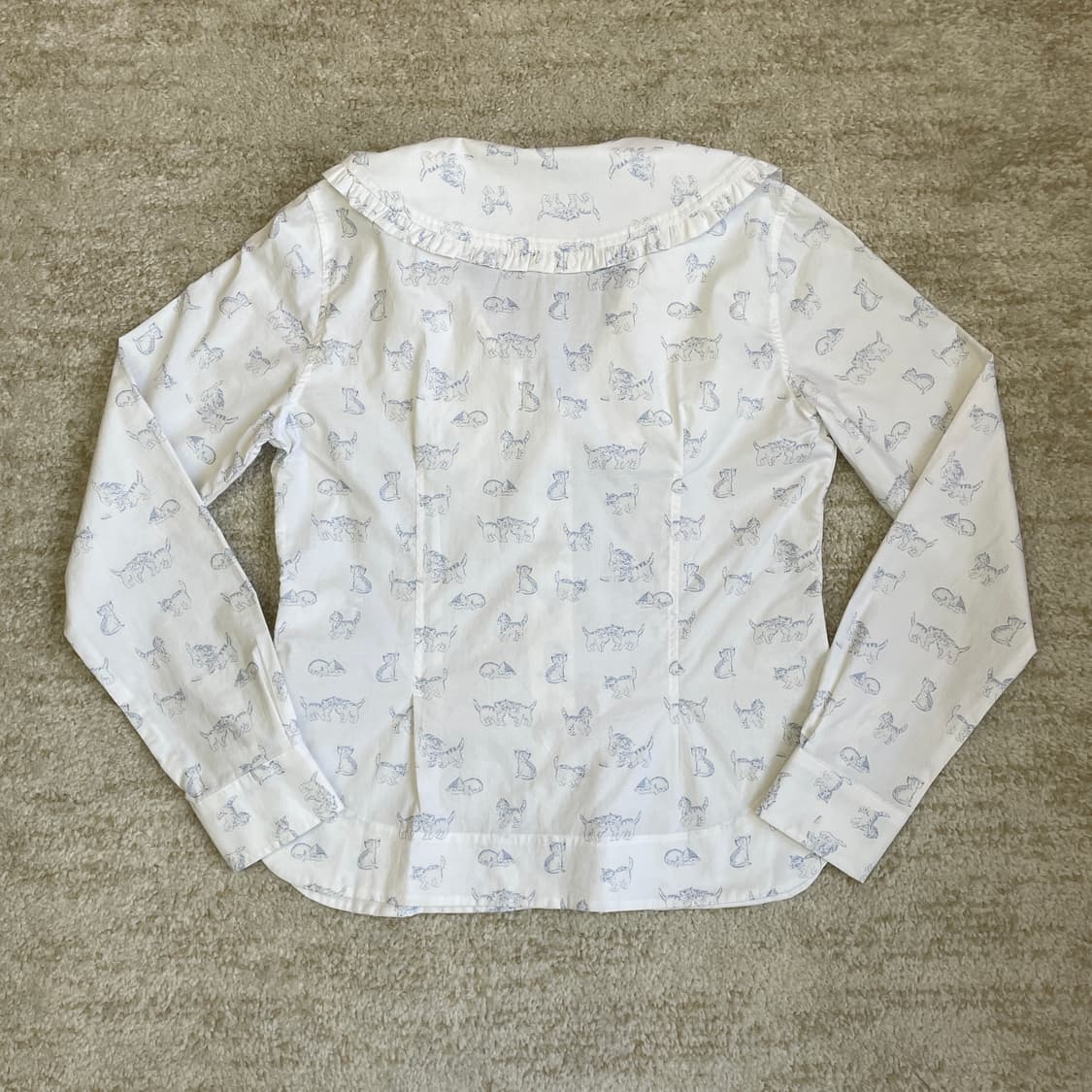 가니 GANNI 오가닉 코튼 프린트 포플린 V넥 셔츠 상품이미지4