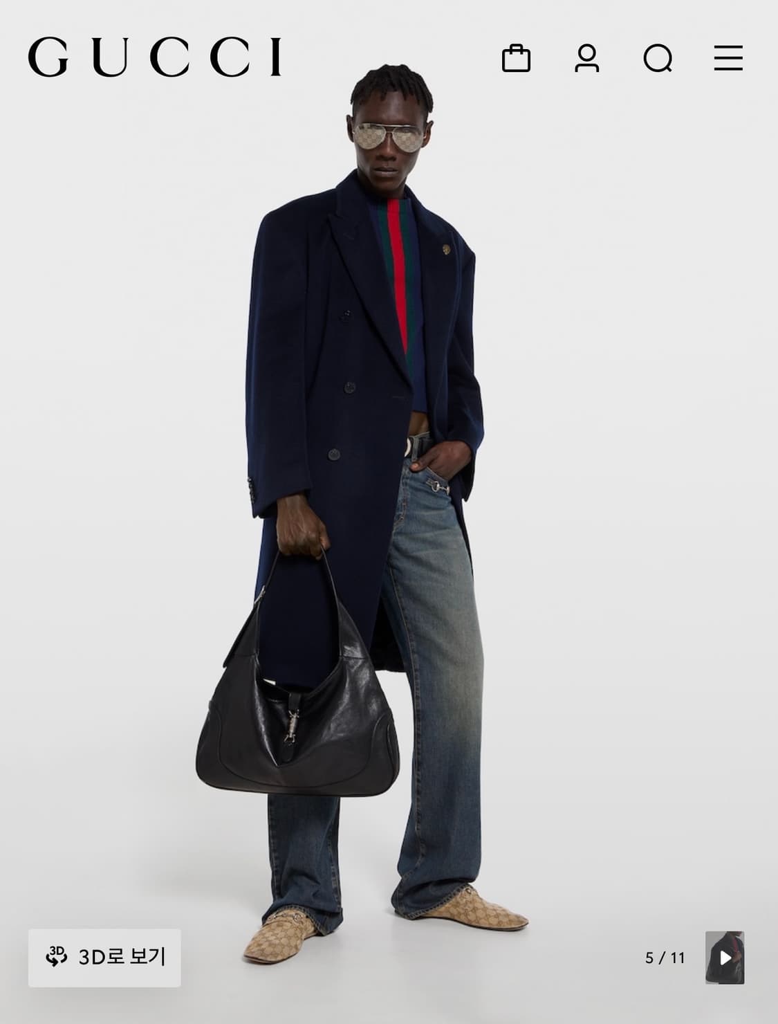 구찌 뎀나 재키 1961 라지 크로스백 스크레치버젼 상품이미지1