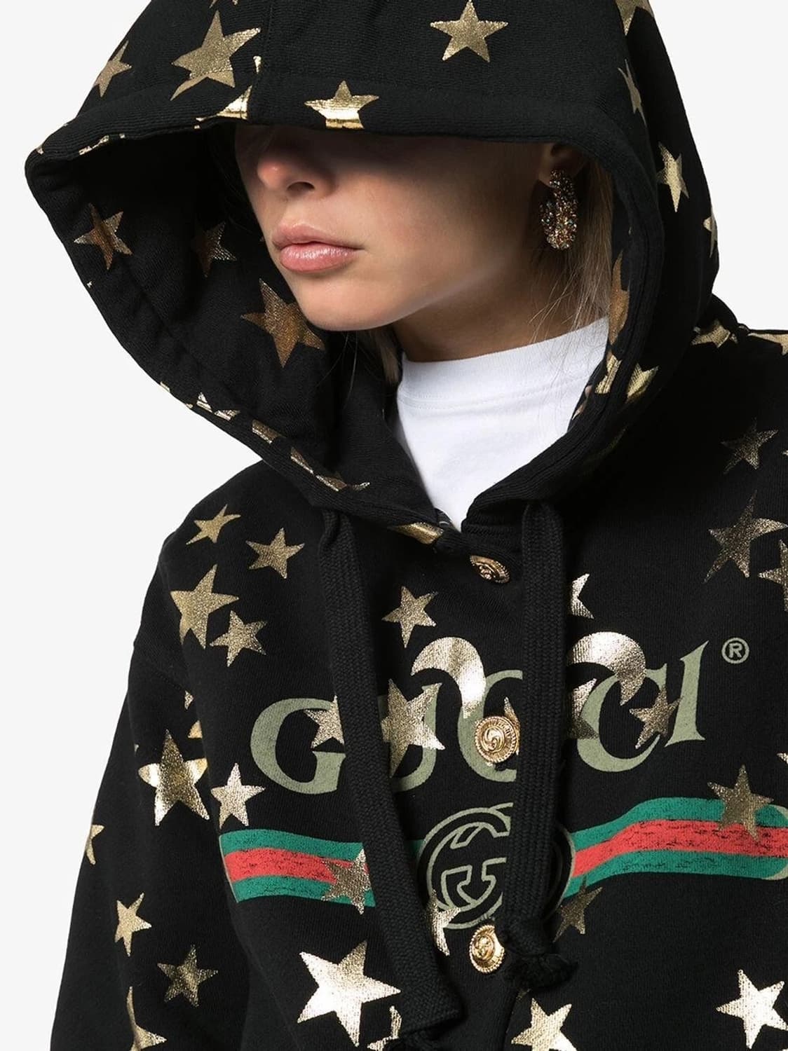 구찌 UNISEX STAR & MOON 프린트 띠로고 후디 상품이미지2