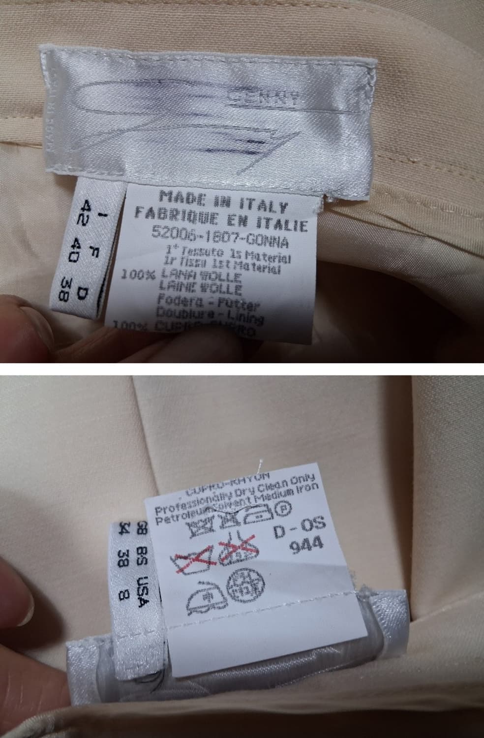 일본빈티지 제니 GENNY 100% 아이보리 순모스커트 허리 27 28  상품이미지7