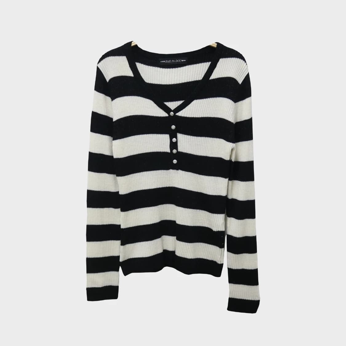RAIE PA DOU 스트라이프 반 오픈 니트 62287 상품이미지1