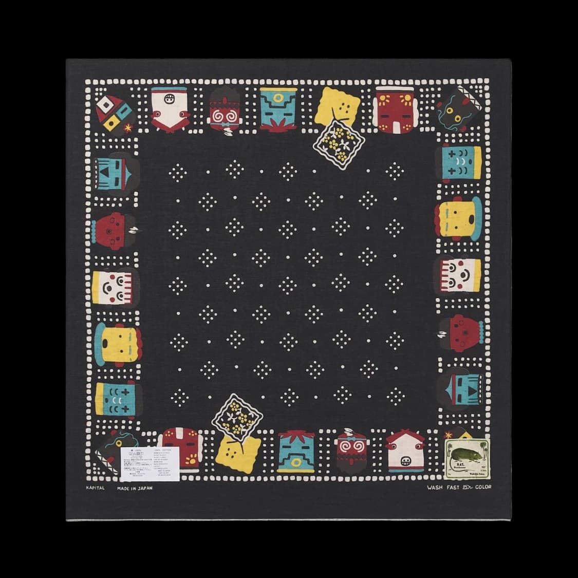 캐피탈 패스트컬러 셀비지 반다나 카치나 앤 패키쉬 레인보위 블랙 상품이미지1