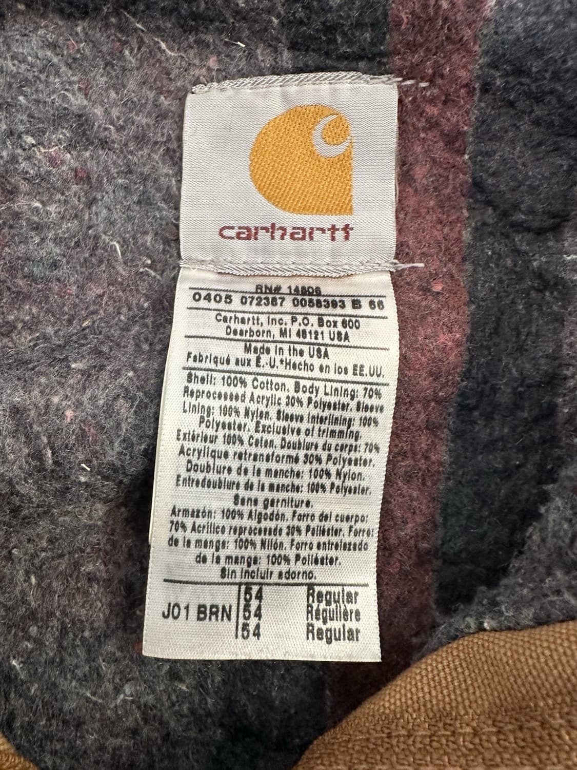 칼하트 J01 디트로이트 커스텀 자켓 브라운 상품이미지2