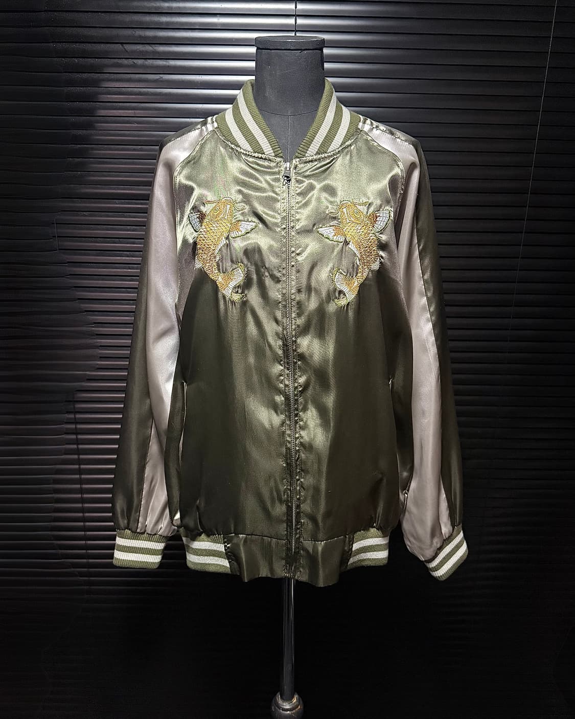 잉어 자수 이레즈미 카키 항공 점퍼 ma1 스카쟌 일본 봄버 블루종 집업 상품이미지2