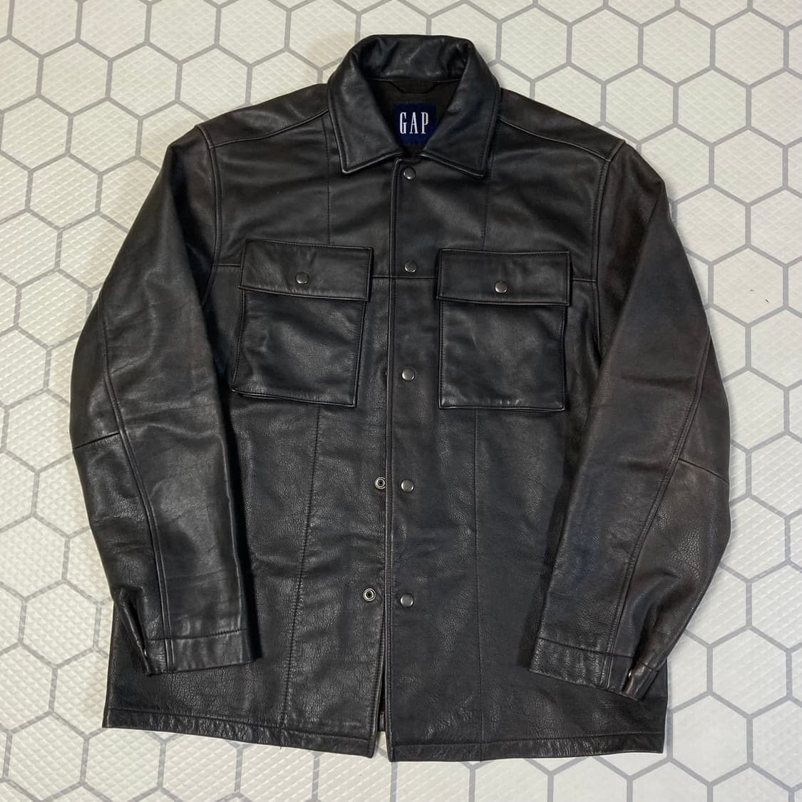(M) 00s 갭 레더 코치자켓 다크브라운 올드갭 상품이미지1