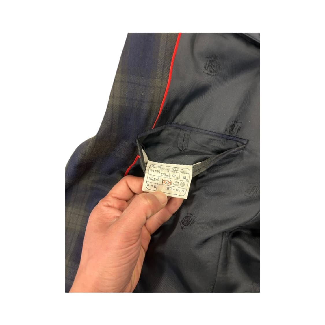 M) 제이프레스 네이비 타탄체크 금장 울 블레이저 OB-008 상품이미지6