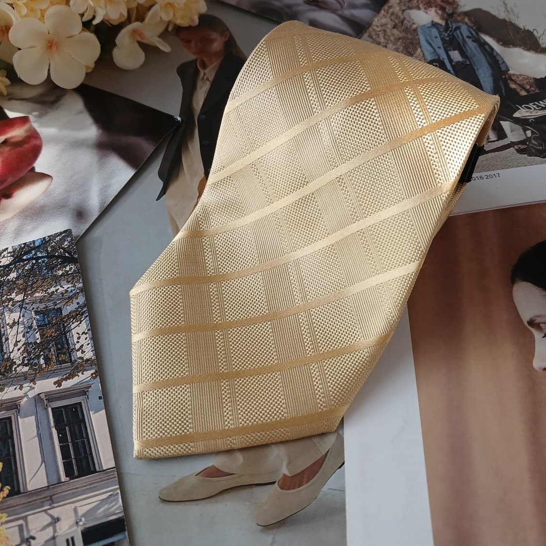 케네스 콜 실크 골드 패턴 넥타이 9.9cm 새상품 A19566 상품이미지4