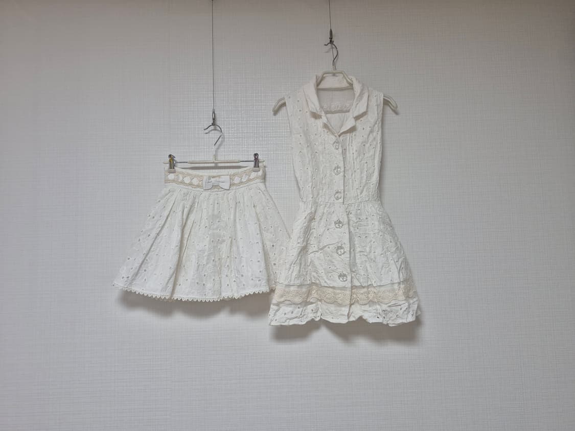 리즈리사  샘플 히메카지 레이스펀칭 셋업 오프화이트 상품이미지1