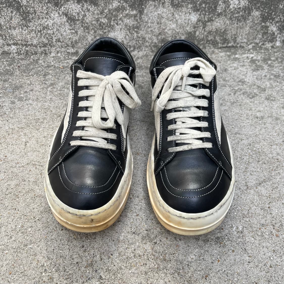 [40] Rick Owens 빈티지 레더 스니커즈 블랙 밀크 상품이미지2