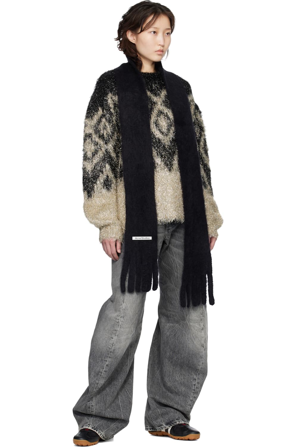 아크네스튜디오 26ss 스키니 로고 머플러/블랙 상품이미지2