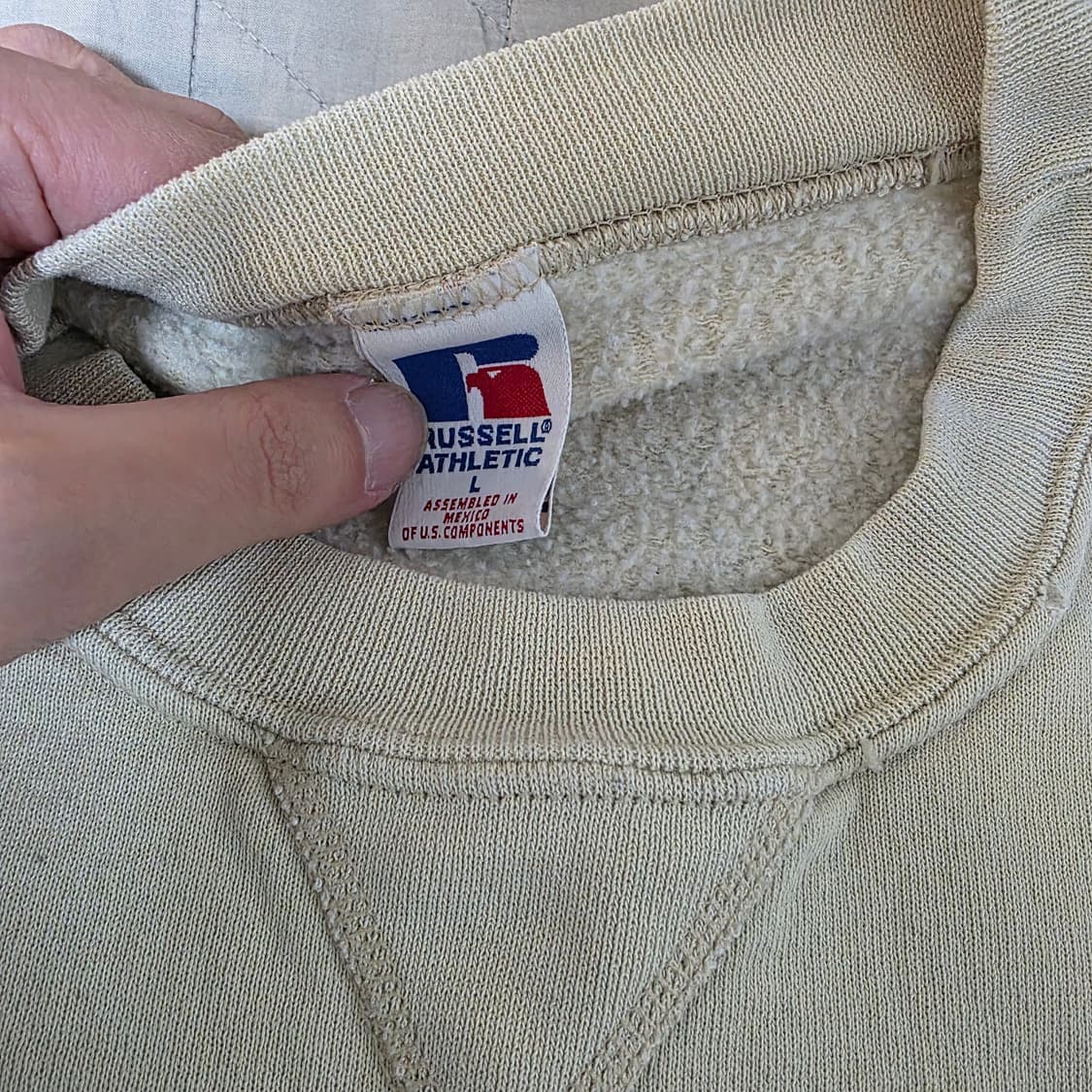 [L] 90s 빈티지 러셀 크림 탄 맨투맨 스웻 FIT LIKE XL 상품이미지5