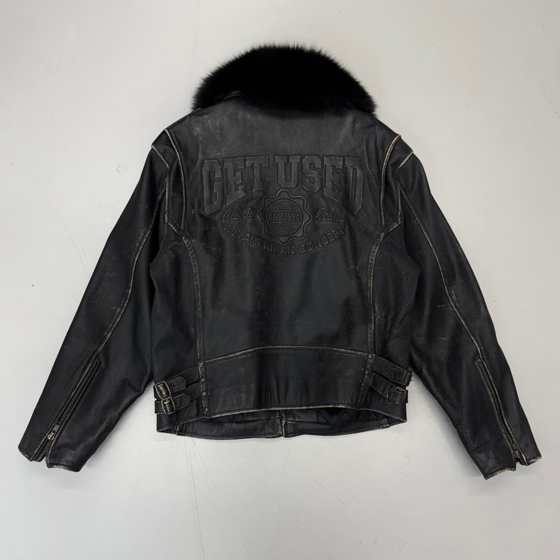 GET USED 90s 리얼레더 소가죽 카우스킨 퍼 가죽자켓 상품이미지3