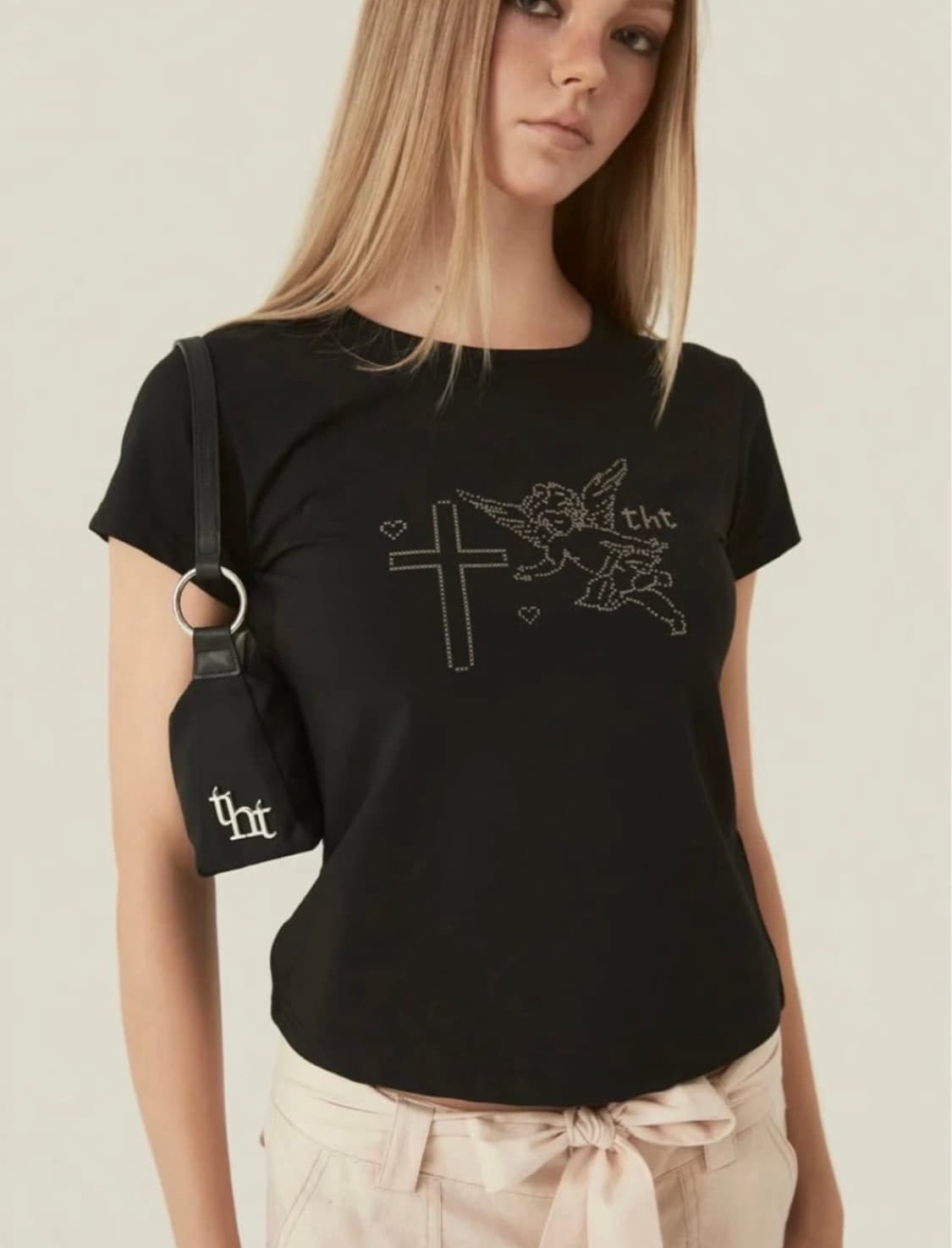 쓰리타임즈 픽셀 엔젤티 블랙 s 상품이미지1