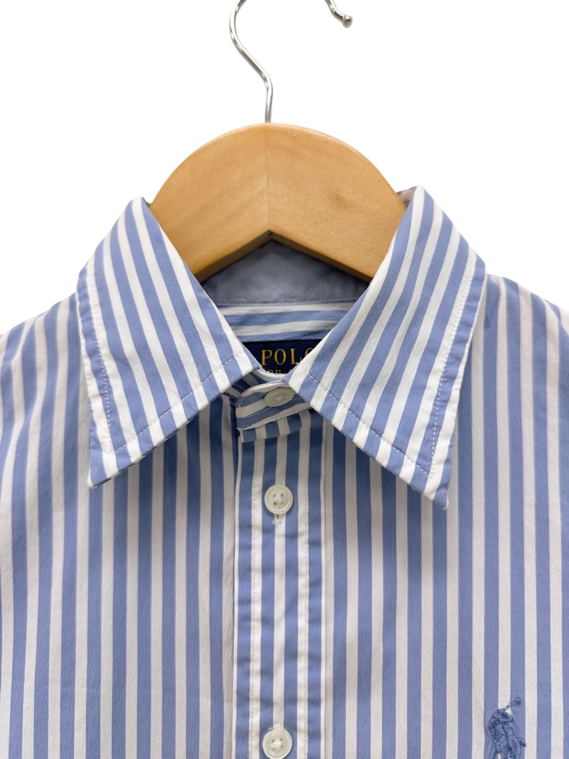 폴로 슬림핏 스트라이프 셔츠 화이트&스카이블루 (0/여성XS) 상품이미지3
