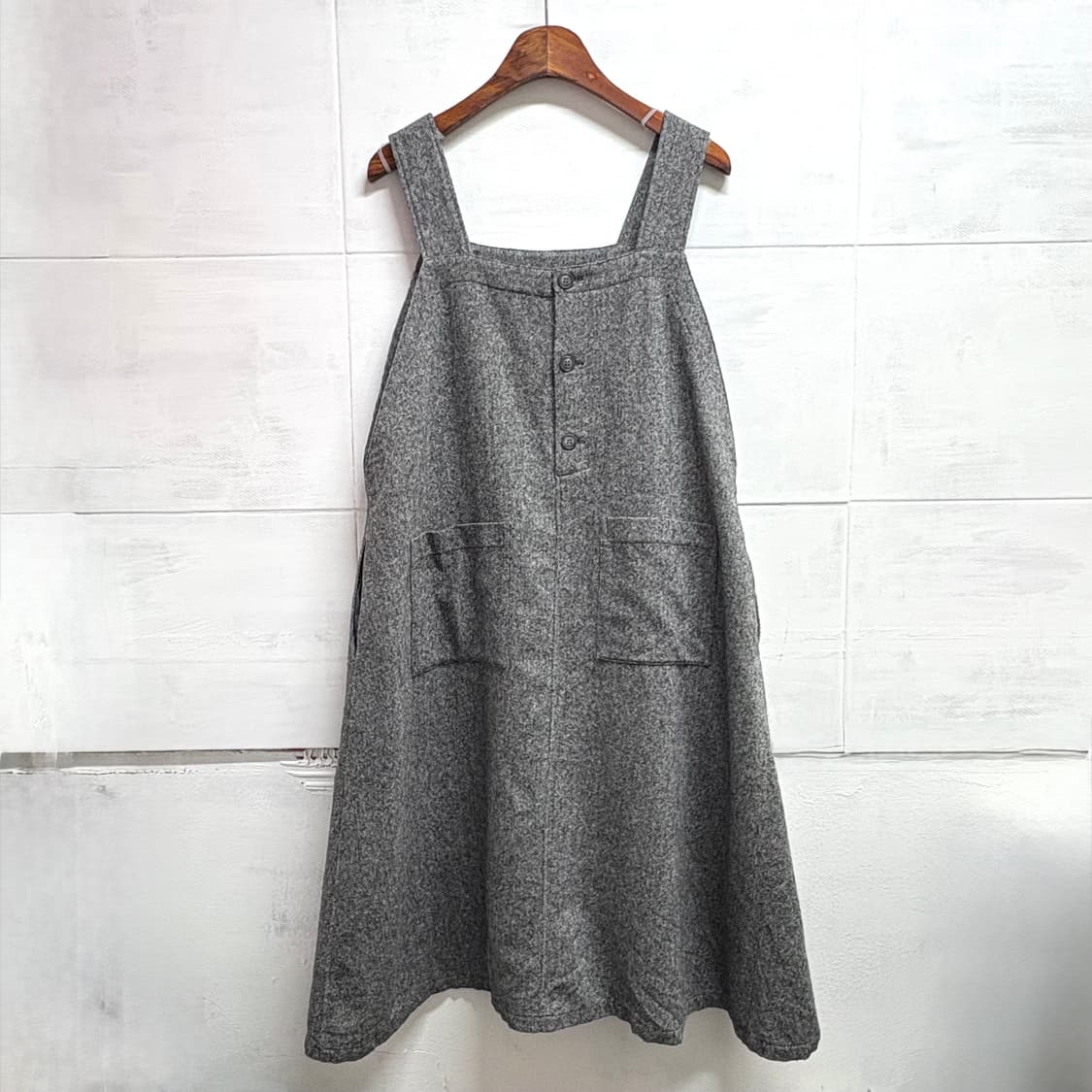 모리걸 보카시 그레이 울 언발 멜빵 원피스 JPN 상품이미지3