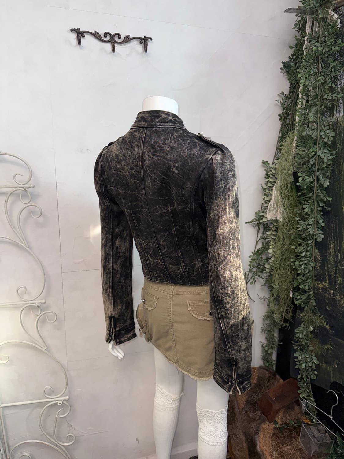 Washing black denim tie dye napoleon jk 상품이미지8
