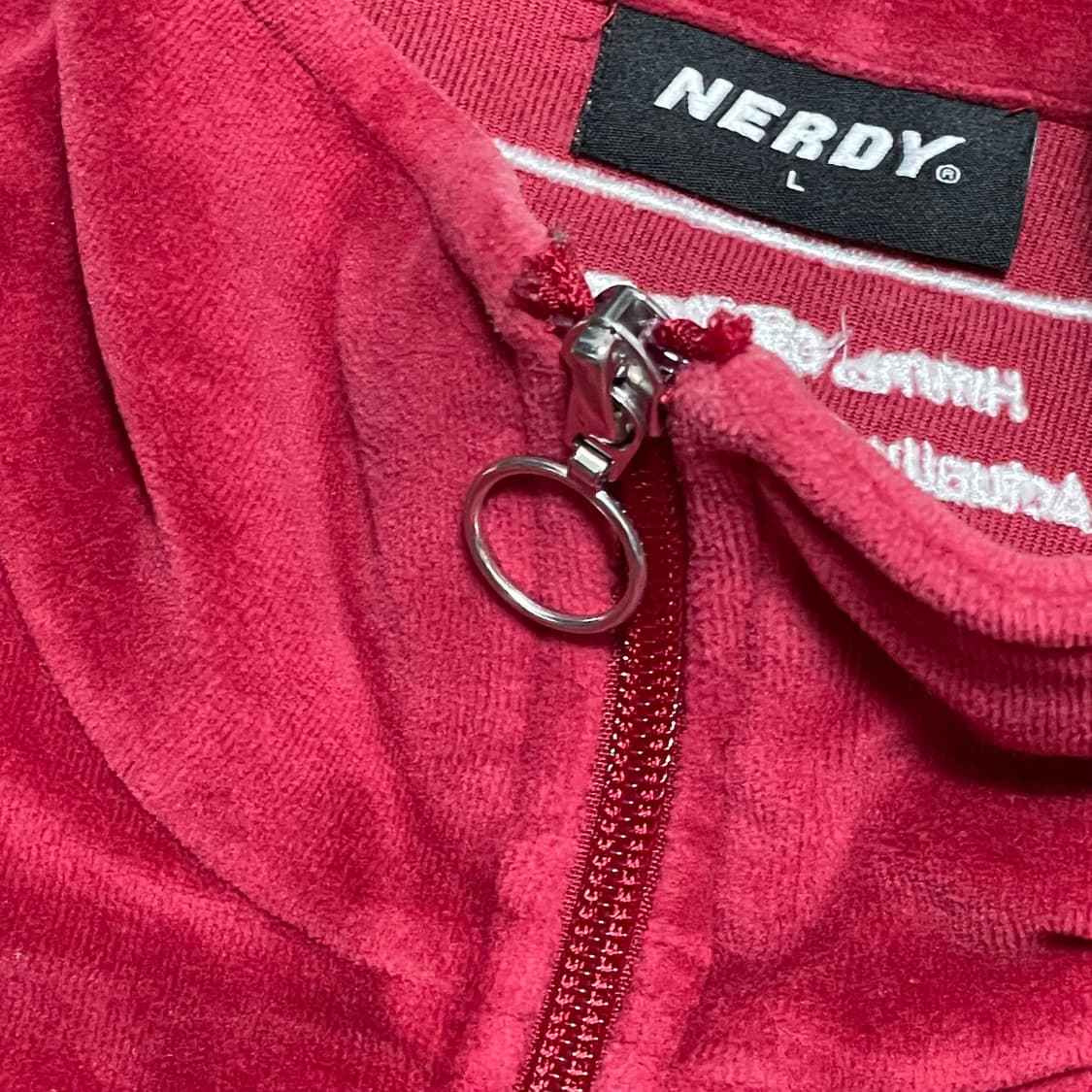 [L] 널디 빈티지 벨벳 트랙 자켓 레드버건디 져지 상품이미지2