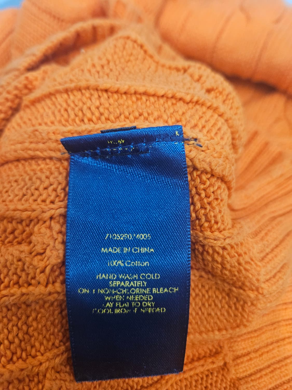 폴로랄프로렌 케이블니트 오렌지 XL 상품이미지4