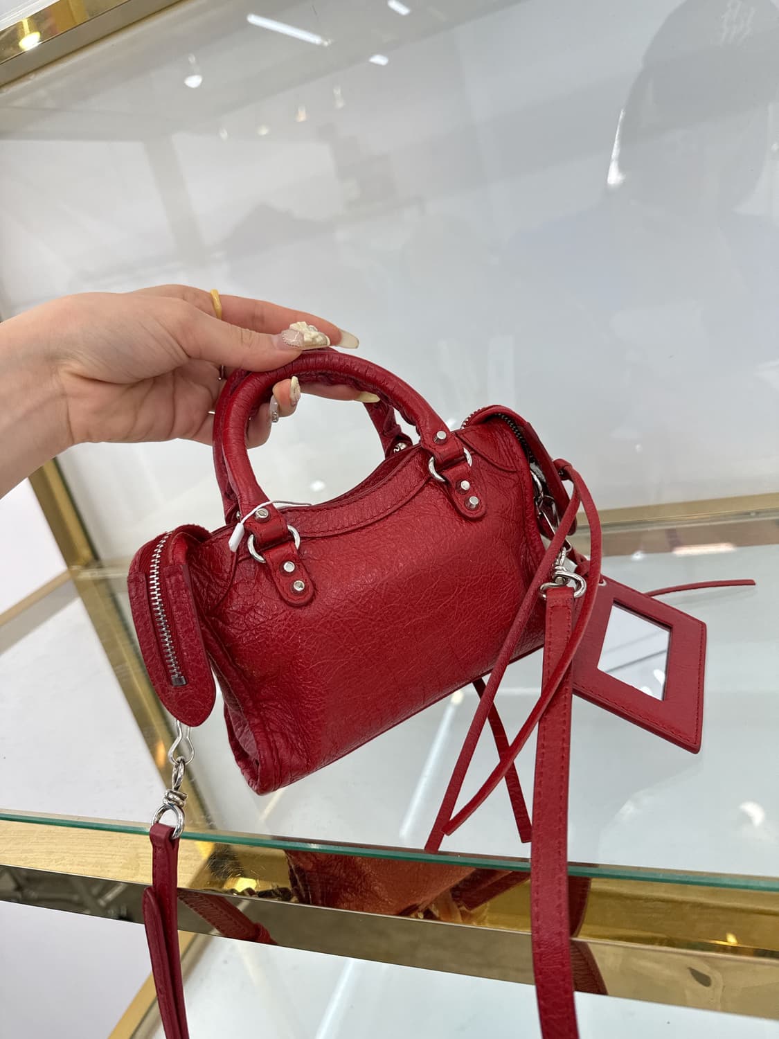 발렌시아가 나노 모터 시티백 레드 (정품) 상품이미지4