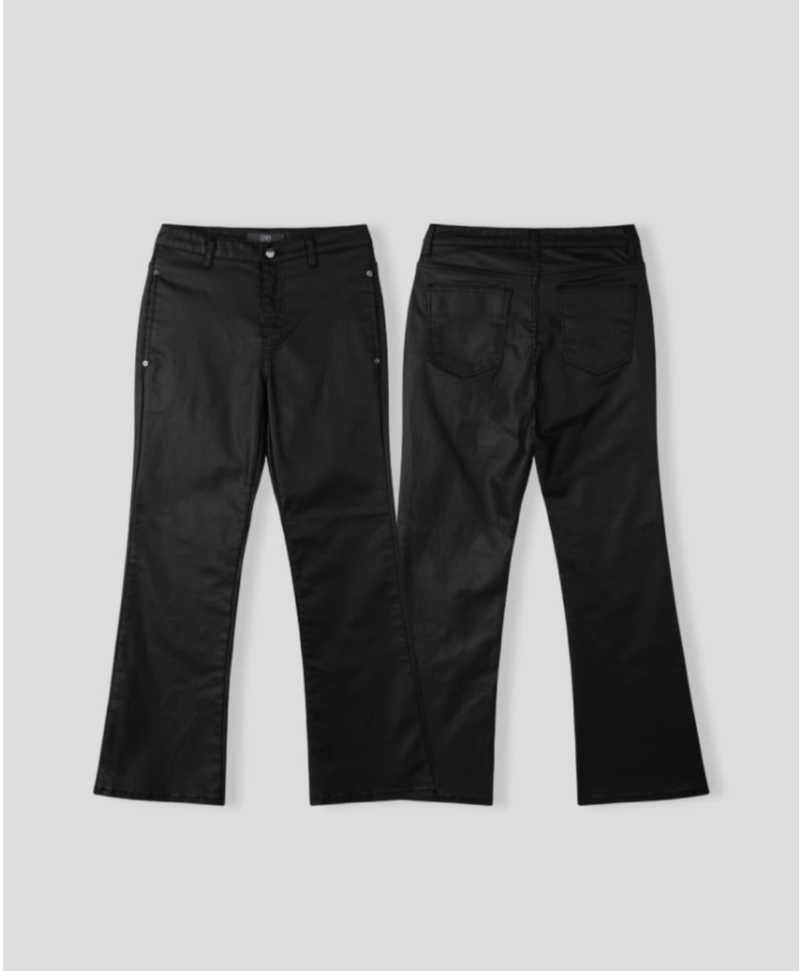 코팅 블랙 플레어 팬츠 상품이미지3