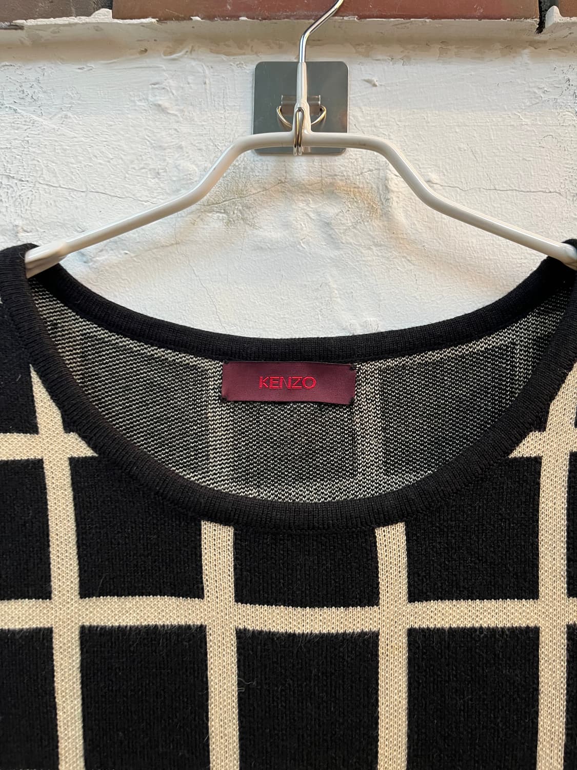 Kenzo 캐시미어 혼방 격자무늬 니트 탑 40 상품이미지2