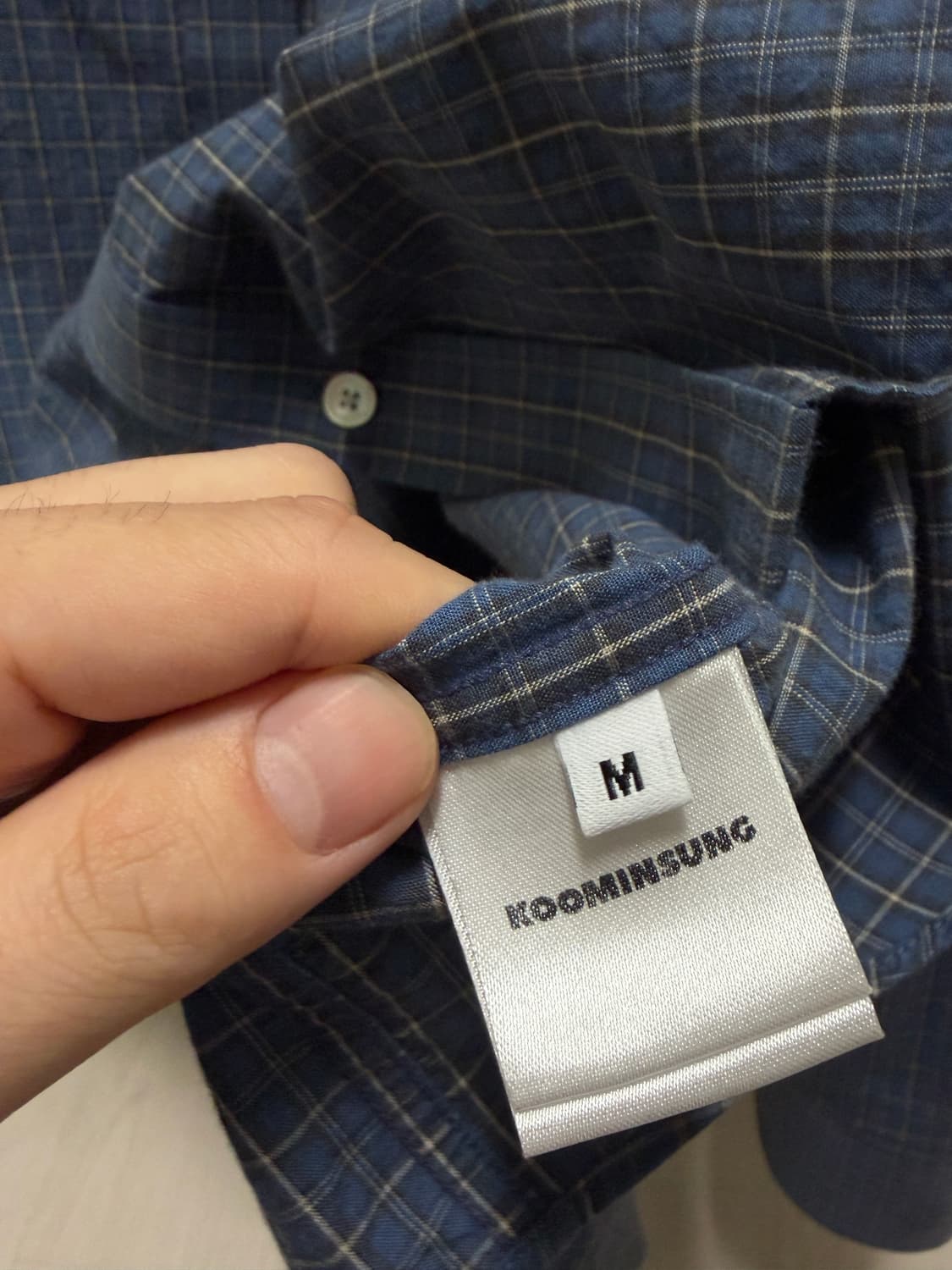 구민성 버튼다운 체크셔츠 블루 M 상품이미지5