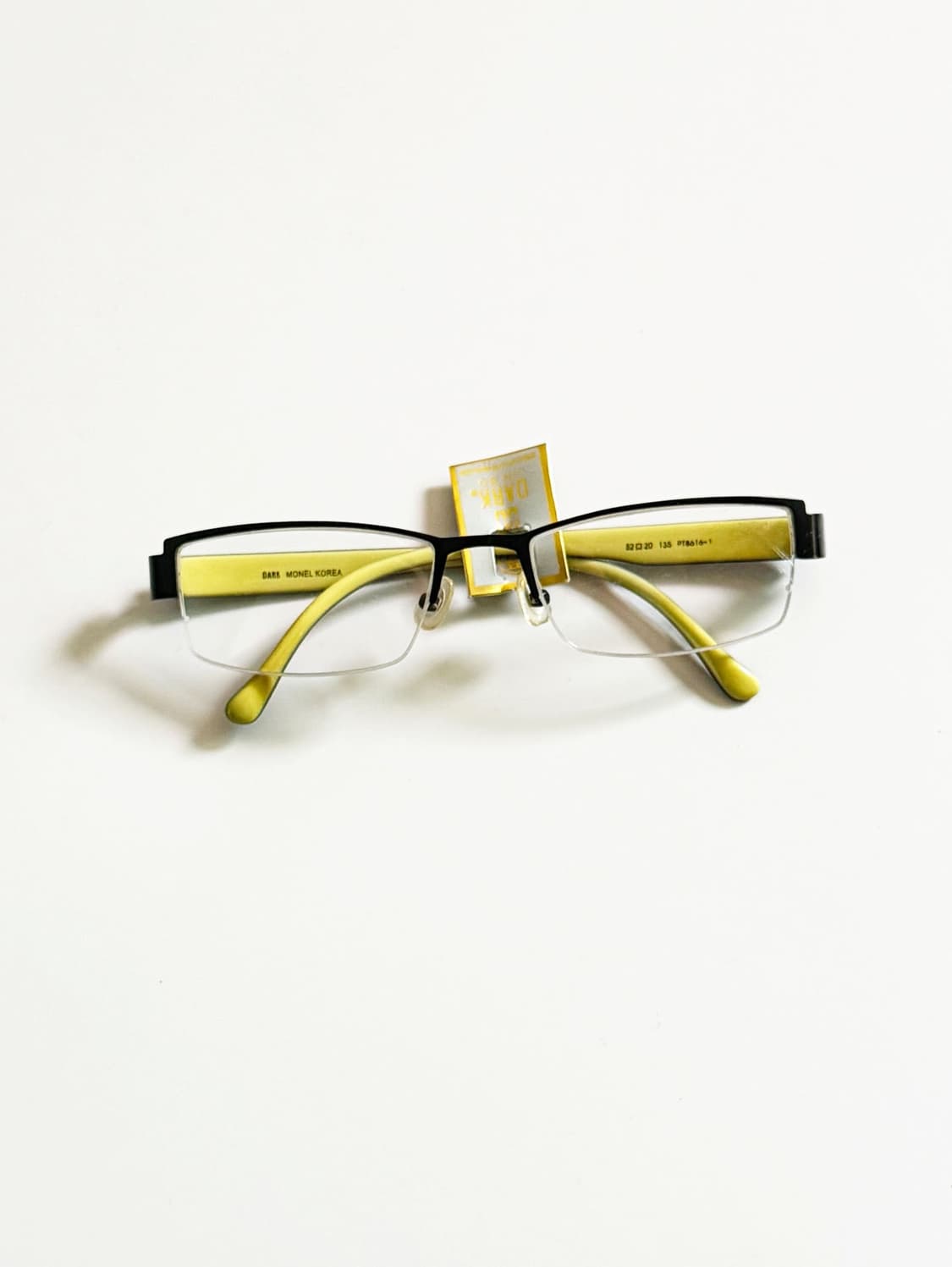 DARK 블랙 반무테 스퀘어 메탈 빈티지 안경 상품이미지1