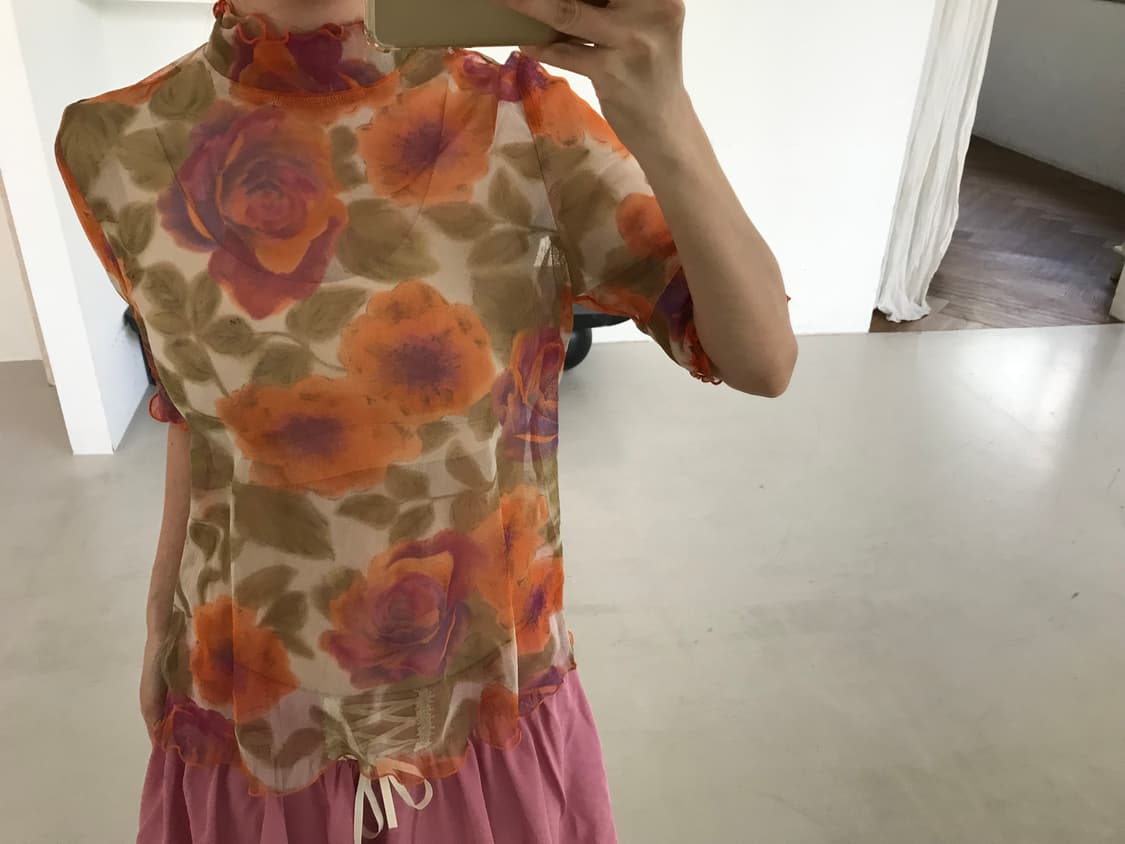 vintage flower pattern mesh top 상품이미지2