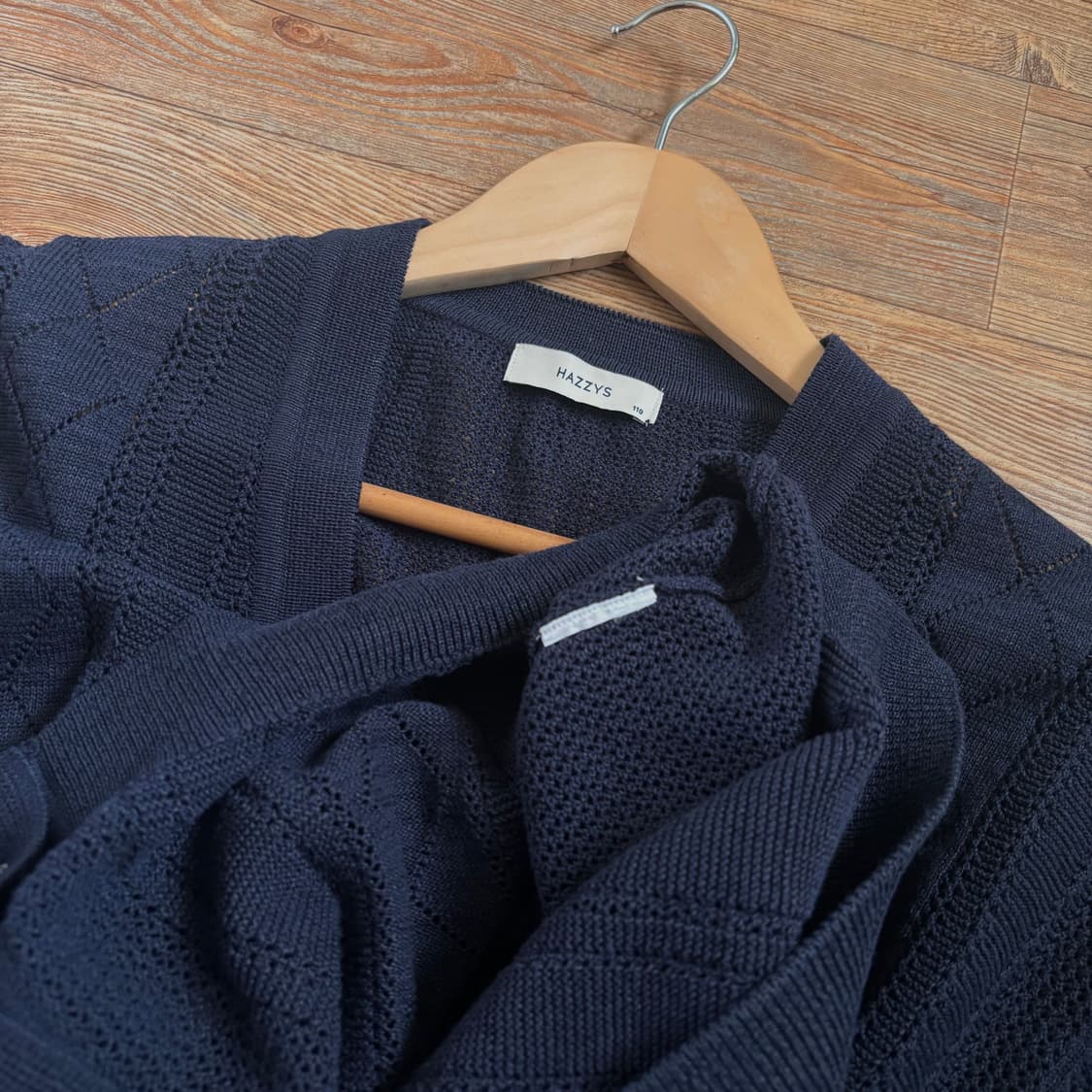 헤지스 빅사이즈 니크 가디건 110 120 다크네이비 그물 소재 상품이미지4