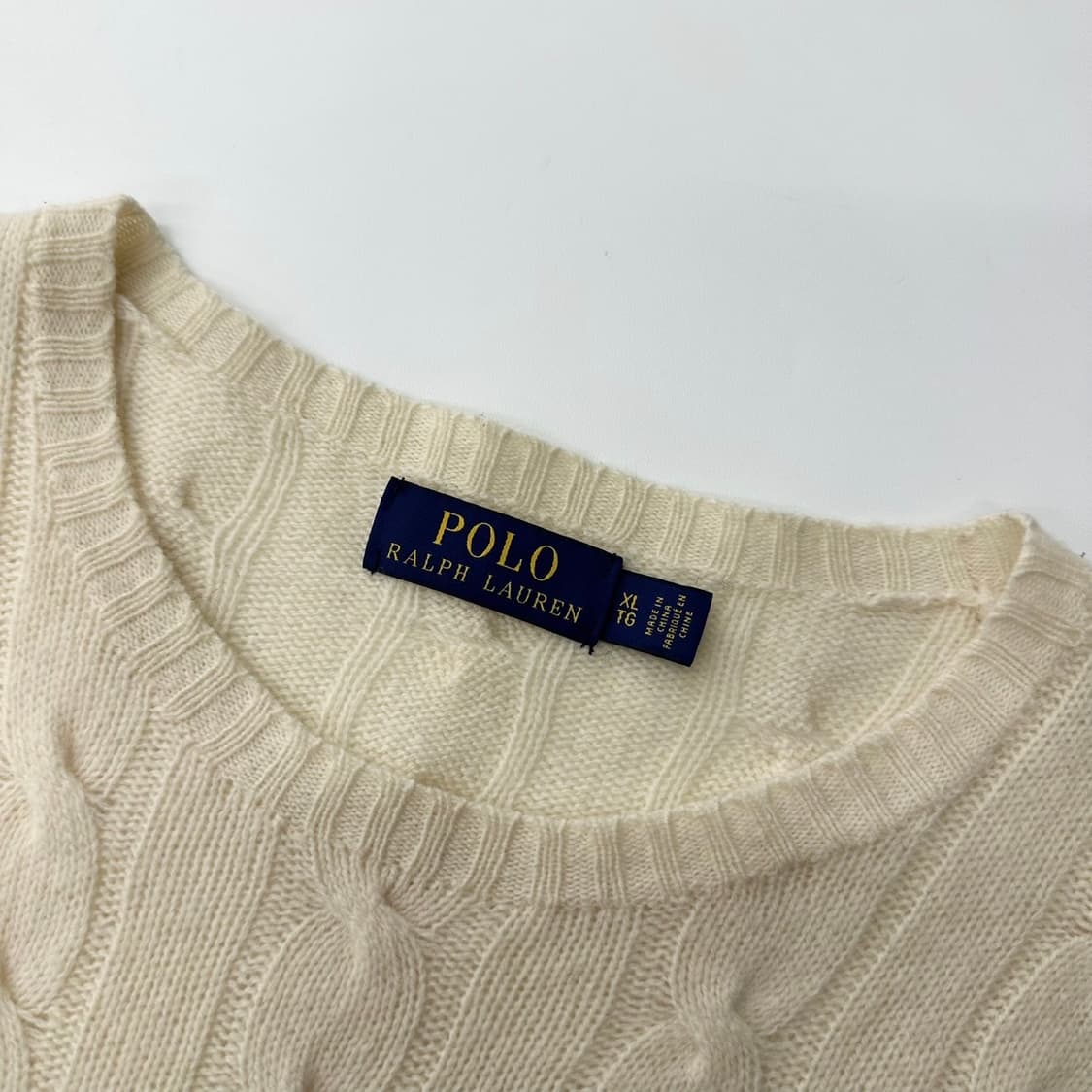폴로랄프로렌 신형라벨 메리노 울 아이보리 꽈배기 니트  상품이미지4