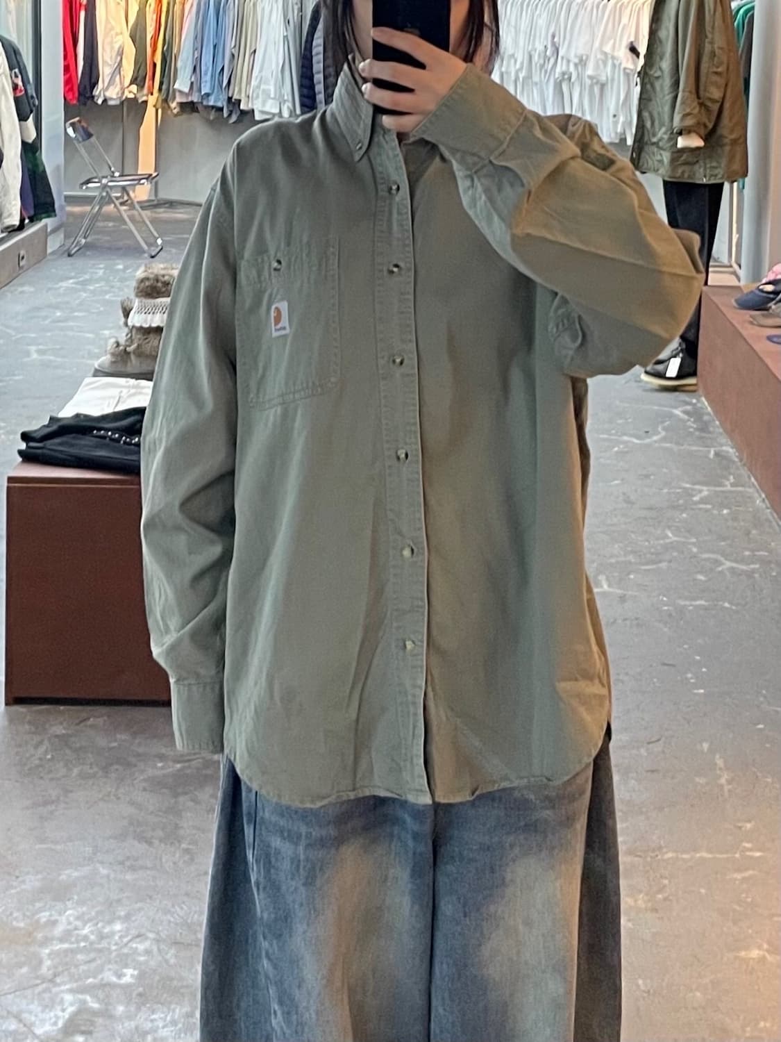 칼하트 카키 워크 셔츠 H1622 상품이미지1