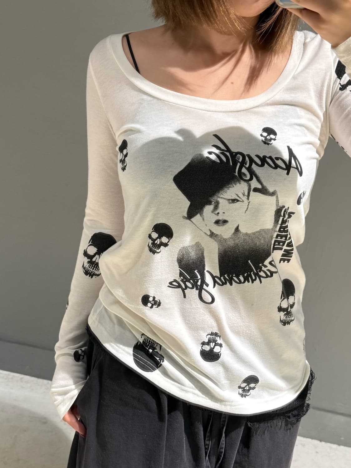 skull & girl printing long sleeve 상품이미지2