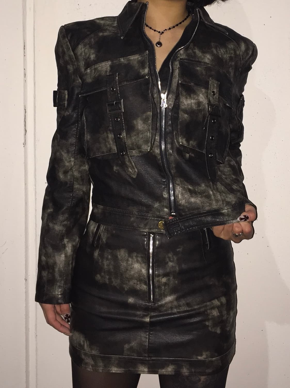 24ans 펑크 빈티지 타이다이 레더 셋업 상품이미지1