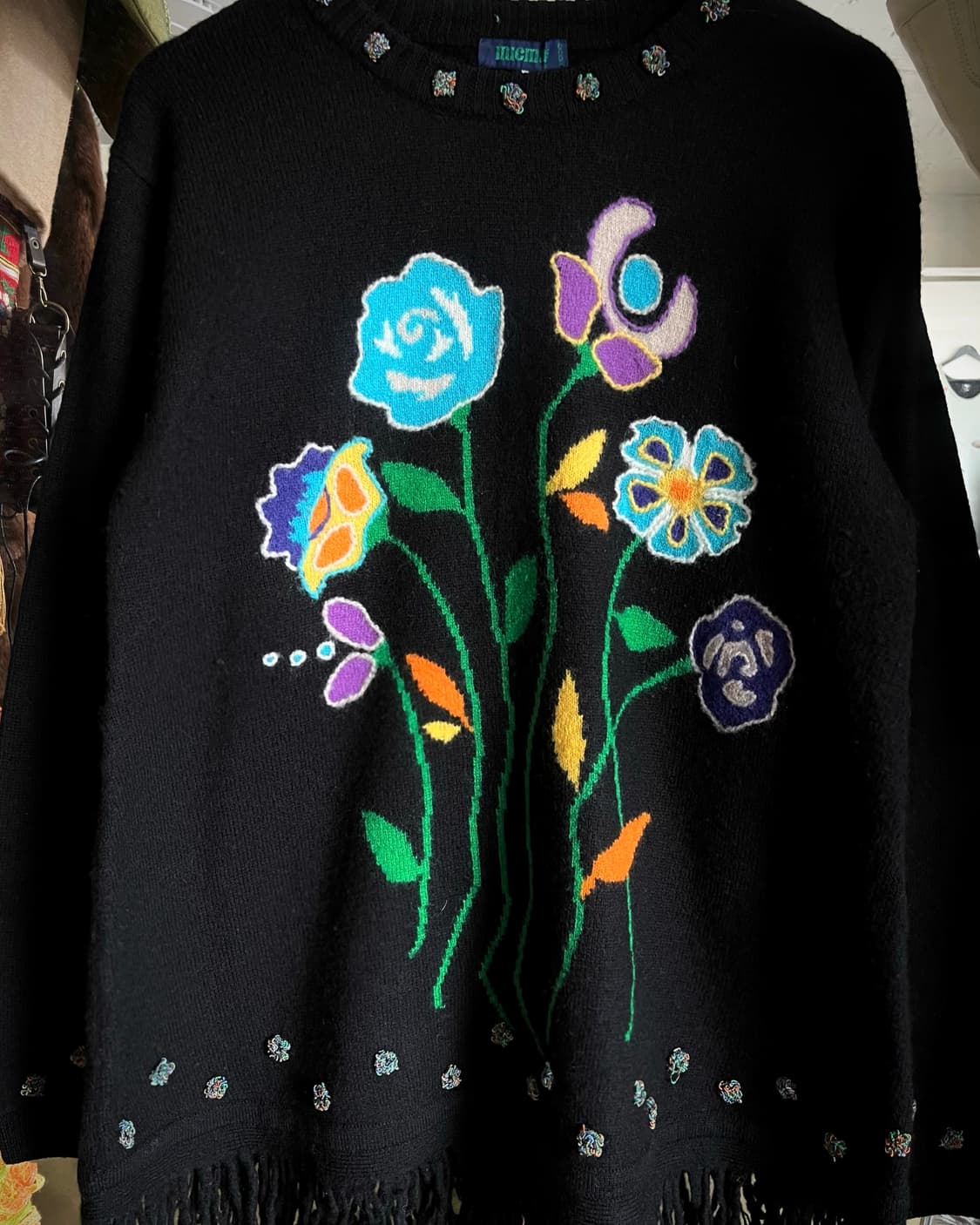 1980-90s MICMAC Paris Fringe Floral Knit 상품이미지6