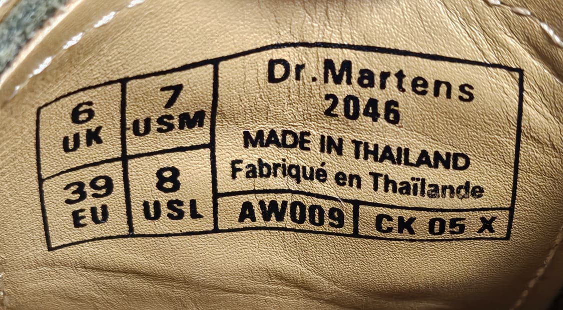 닥터마틴 2046 스웨이드 245~250 카키 남성여성 단화 SD96 상품이미지8