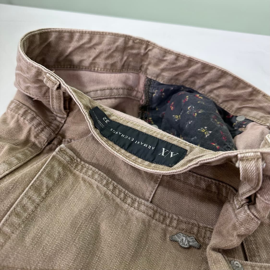 30-32 M 알마니 익스체인지 슬림레귤러핏 베이지워시드 데님팬츠 상품이미지2