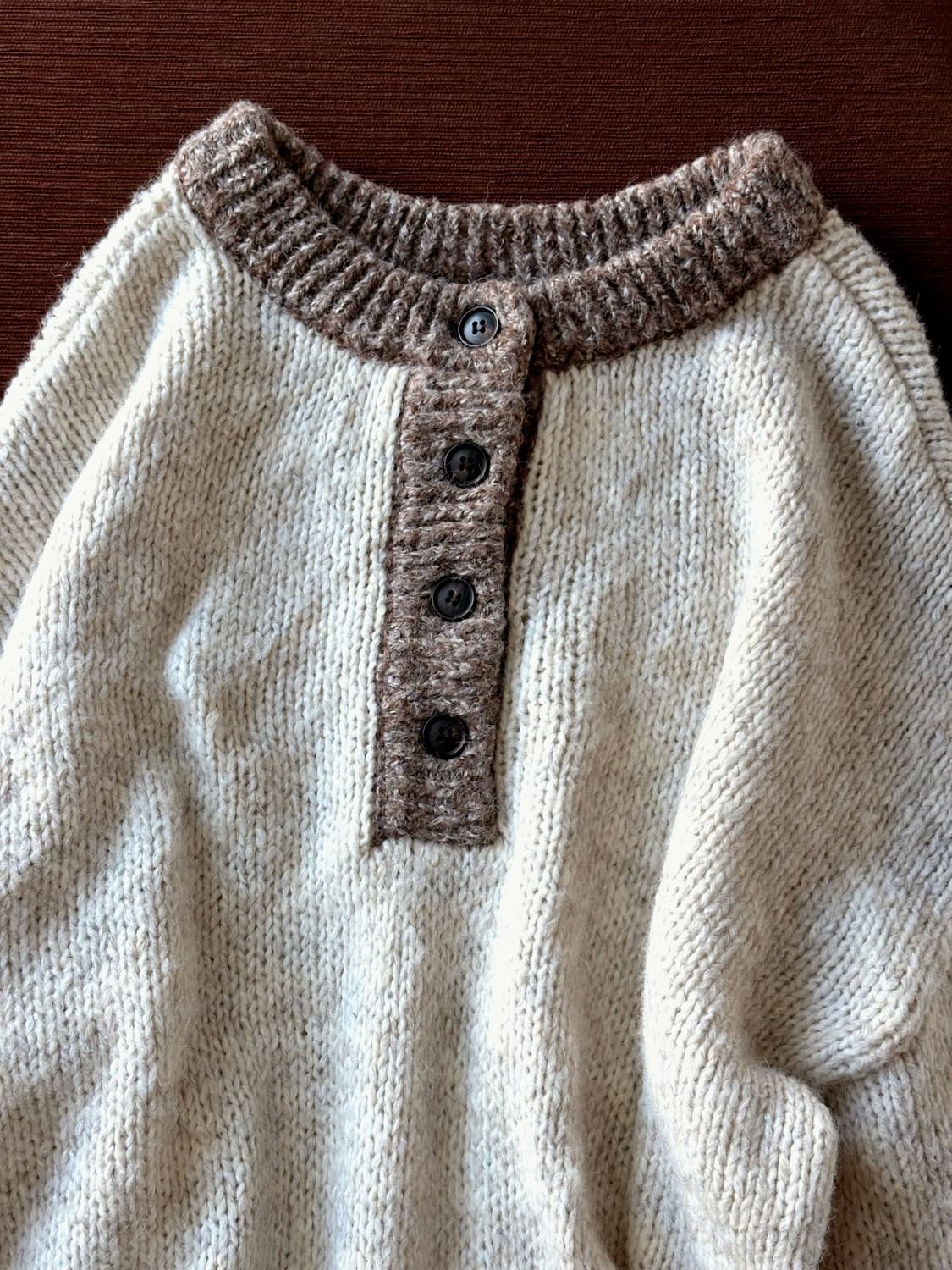 Brushed fabric button neck wide knit 상품이미지4