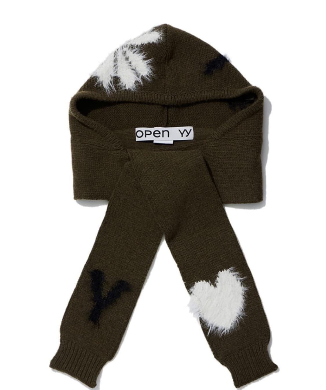 오픈와이와이 자카드 후드 머플러 카키 상품이미지1