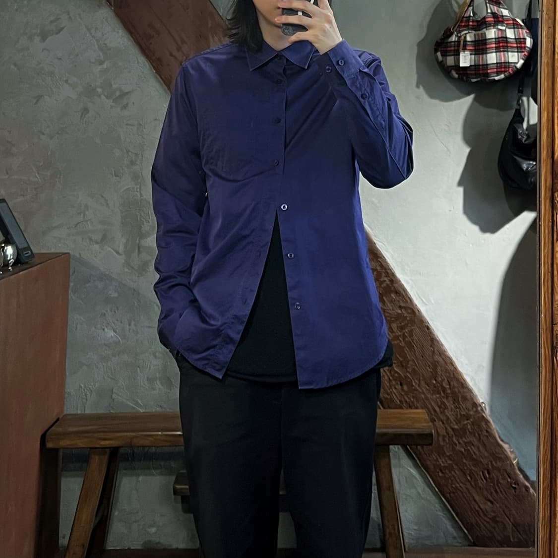 아르마니 익스체인지 퍼플 버튼업 셔츠 상품이미지2