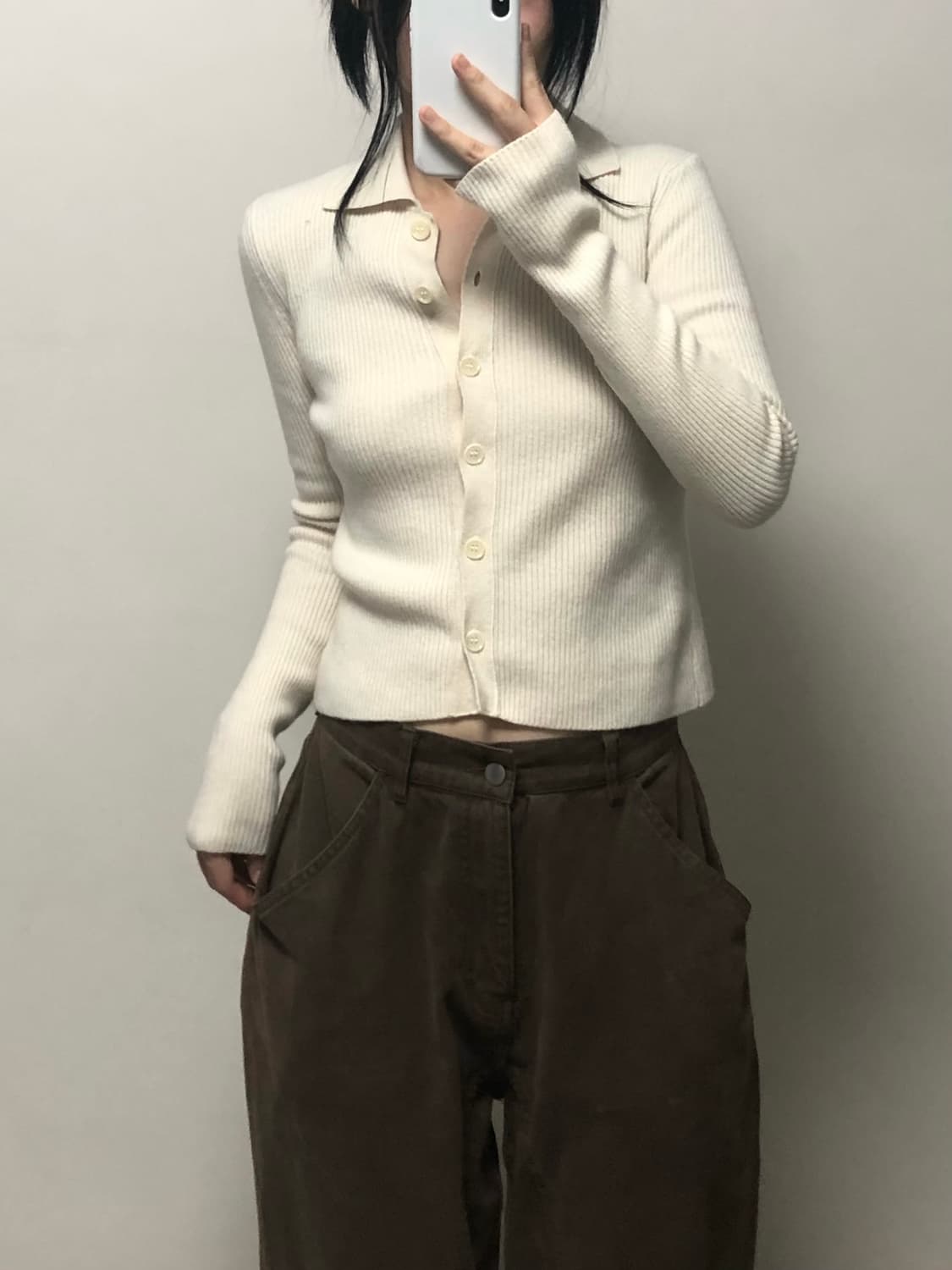 인사일런스 울 카라 버튼 가디건 상품이미지1
